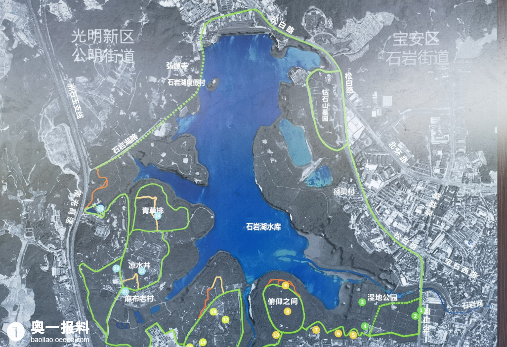 石岩湖绿道地图图片